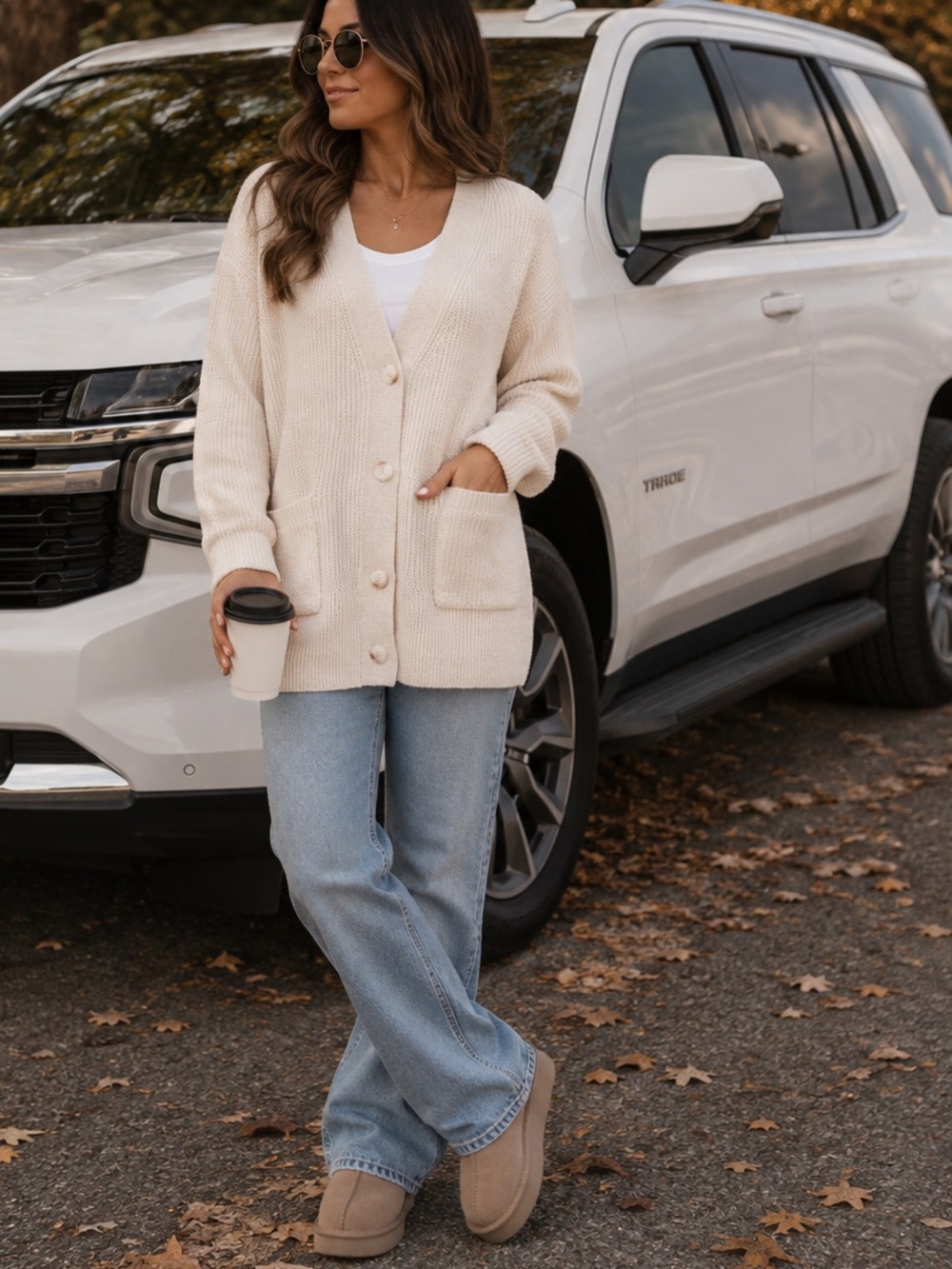 🤍LOFT Ribbed Pocket V Neck Cardigan - Small